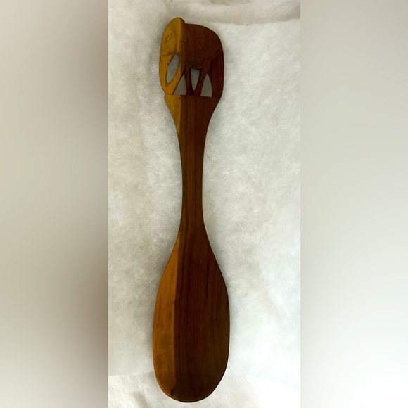 Vintage Other - Carved wooden elephant salad serving spoon wood Africa decor home boho party